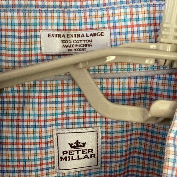Peter Millar Short Sleeve Button Up Plaid Shirt Men’s XXL 100% Cotton - Picture 6 of 7